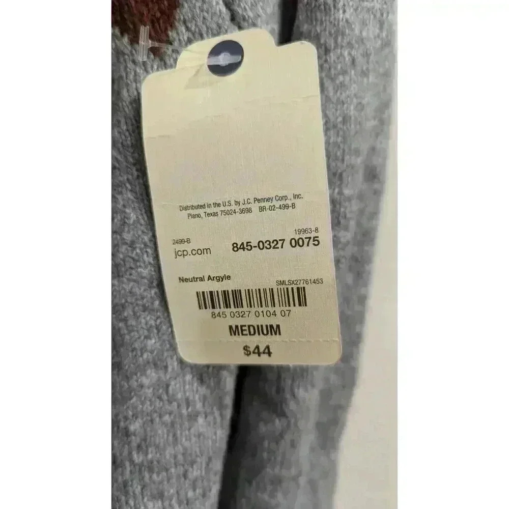 Women's grey St Johns Bay Sweater w/ diamond pattern at collar NEW w/ tags! - Picture 3 of 8